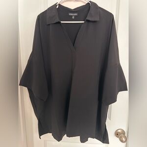 Loose V-Neck Black Blouse by [Brand]